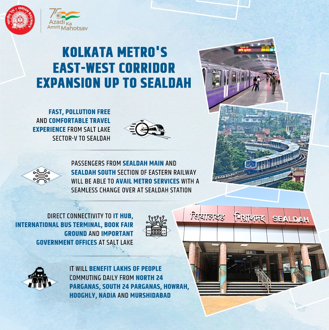 RailMinIndia's tweet photo. Kolkata's gateway to suburban passengers!

East-West Corridor of Kolkata Metro gets expansion upto Sealdah, that will link suburban train services to &amp; from Sealdah. https://t.co/DjiYsDeOrm