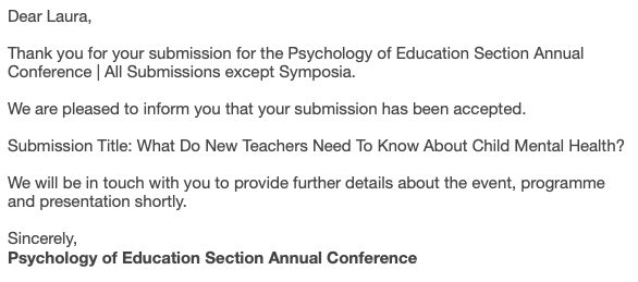 Wonderful news <a href="/BPS_PES/">BPS_PES</a>. My workshop submission was accepted! Honoured and excited to share my doctoral work at the Psychology of Education Annual Conference. bps.org.uk/events/psychol…
