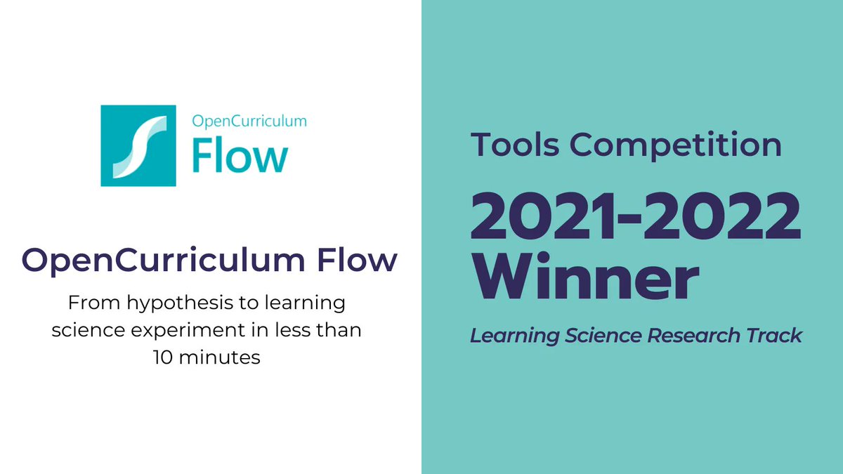 tlearningagency's tweet image. Congratulations @OpenCurriculum on being named a ‘21-‘22 Learning Engineering Tools Competition Winner! OpenCurriculum Flow is a free and open-source learning science experiment builder for researchers and teachers. #toolscompetition #educhat