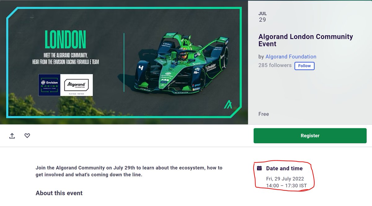 WhereDeFi's tweet photo. @Algorand_UK Please could you confirm the start time in BST please? You're currently listing it in India Standard Time. https://t.co/79auHpHUVP