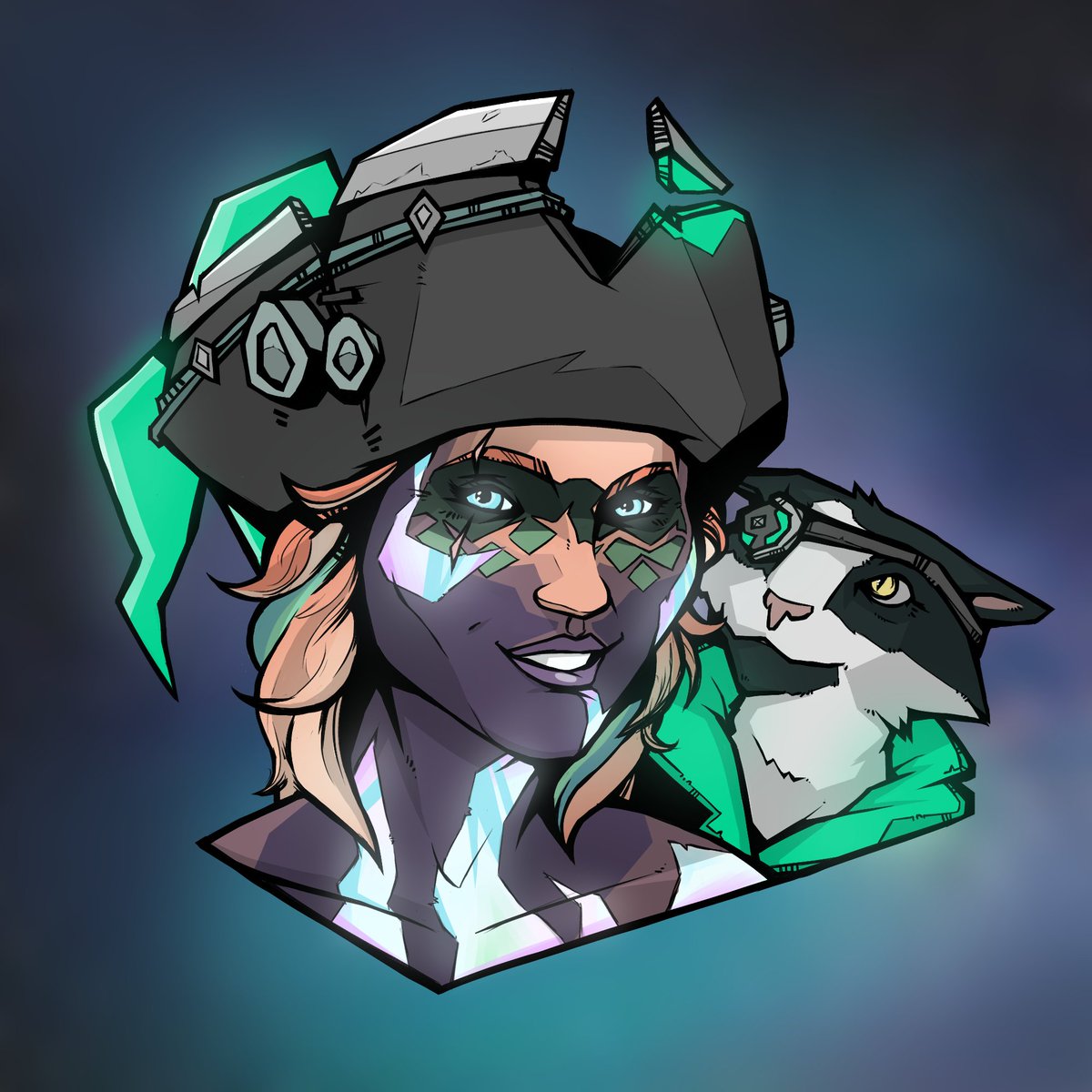 Soycha_Art's tweet photo. a very bright rendition of @Gato_Pub and their cat!! thank you for your commission :)
#SeaOfThieves #bemorepirate https://t.co/gMg4lXbJTm