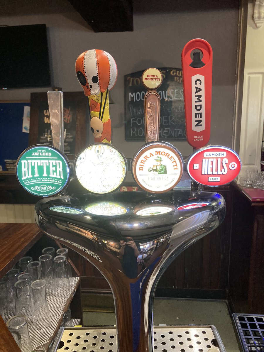 New beers on the bar. Neck Oil and Birra Moretti