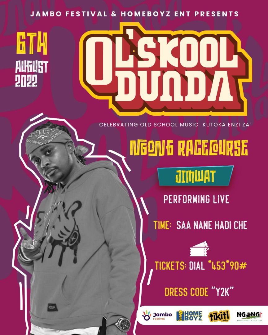JambofestivalKe's tweet photo. @JambofestivalKe &amp; @HomeboyzPLC introduces the first artist on our line up at the #Olskuldunda the Nairobi Edition, an artist who brings back memories from when we were [Under 18] Introducing Jimwat!

Purchase your die hard tickets🎫at 1000 Kshs today by dialing *453*90# 🔥🔥🔥🔥 https://t.co/qv6g8B0Lmt