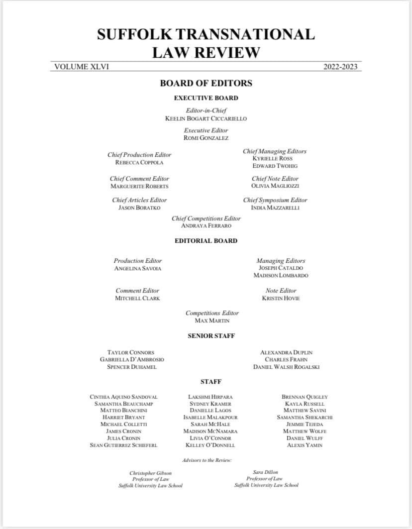 #GatewayGrad Sam is now a staff member on Suffolk University’s Transnational Law Review! 

Sam says, “TLR is one of the world’s most prominent and widely cited legal journals devoted to current and emerging issues of comparative and international law.”