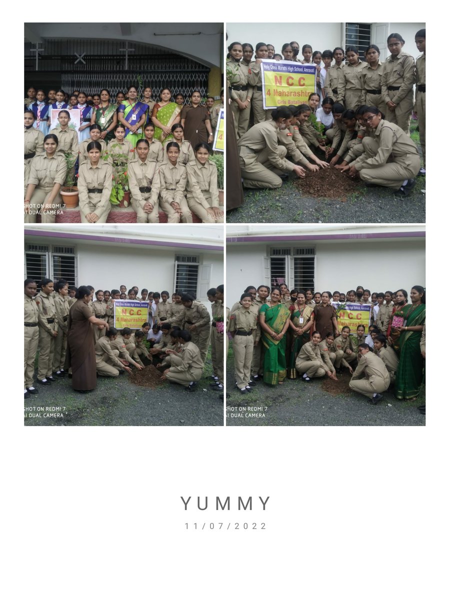 Shaping_1331's tweet photo. With the onset of monsoons in Amravati, NCC Cadets under their ANO are on a Plantation Spree. Junior Wing Cadets of Holy Cross Marathi Girls School, Amravati under T/O Sarita Bhadke carried out Tree Plantation sensitising the young minds on need to go green for a Greener Tomorrow https://t.co/iqzuGlTCUG