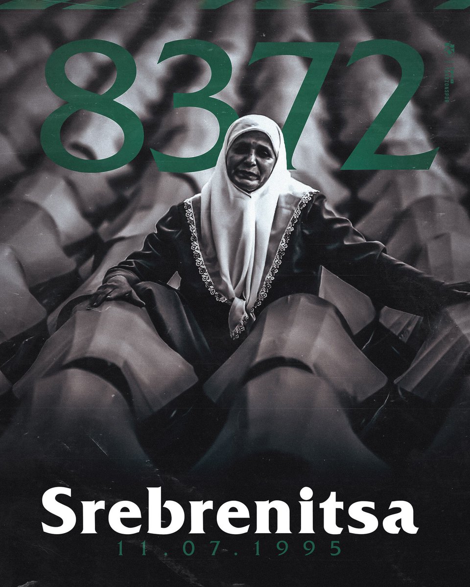 "Şunu unutma evlat. Batı hiç bir zaman uygar olmamıştır!"
#Aliyaİzzetbegoviç 

27 yıl oldu...
Dünyanın gözleri önünde, #BM’nin koruması altında olan binlerce #Boşnak vahşice katledildi ve soykırıma uğradı.
#Srebrenitsa şehitlerimize Allah'tan Rahmet diliyoruz.
Unutmayacağız.