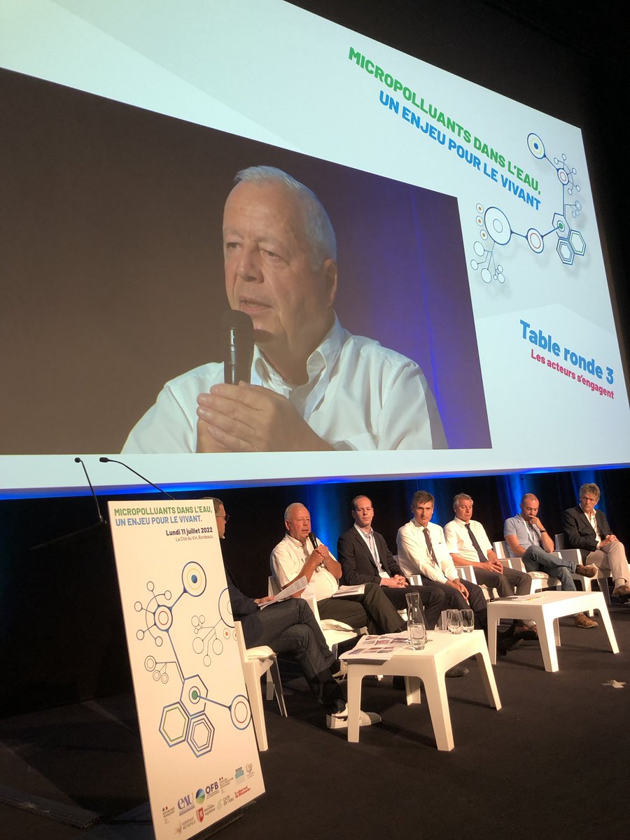 colloque sur les micropolluants ⁦⁦<a href="/Adour_Garonne/">Agence de l'eau Adour-Garonne</a>⁩ à Bordeaux. ⁦<a href="/JeanLAUNAY46/">Jean LAUNAY</a>⁩ grand témoin de la table ronde les acteurs s’engagent et innovent ⁦<a href="/Colon_EauForet/">David COLON</a>⁩ ⁦<a href="/b_abba/">Berangere Abba</a>⁩ ⁦<a href="/ChristopheBechu/">Christophe Béchu</a>⁩ ⁦⁦<a href="/PFE_FWP/">PFE_FWP</a>⁩