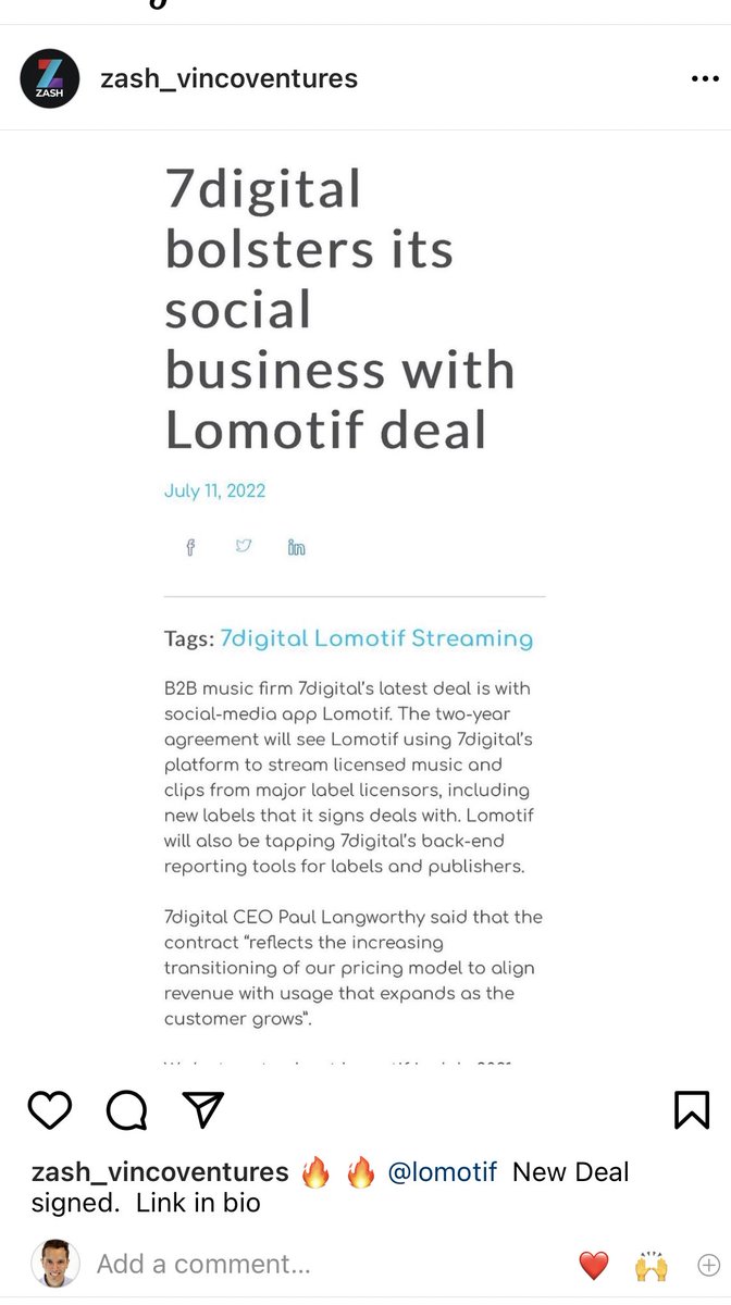 jjcotto1's tweet photo. $bbig HUGE NEWS! 🚨Content &amp; Music DEAL for LoMo!🚨

From Instagram ZASH_VincoVentures! MERGER seems DONE DEAL! $amc @Wall_St_Custo @LorneRoss3 @SenRubioPress @marcorubio @rarakoko3 @MattersKids @DrkSydTrader7 @samslny https://t.co/Xg5Quo3VFa