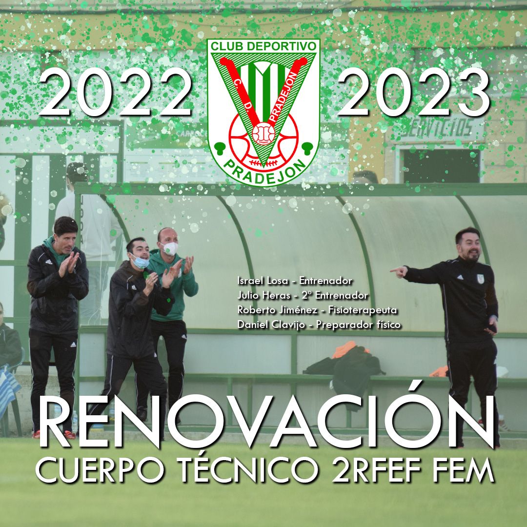 WosoMagazine's tweet photo. 🚨RENOVACIONES🚨

#SegundaRFEF

El @CDPradejon 🟢⚪ ha anunciado la renovación de su cuerpo técnico 

1️⃣🧢 Israel Losa @Israelosa10
2️⃣🧢 Julio Heras @julioheras84
🏃‍♀️💪 Daniel Clavijo @DClavi95
👨‍⚕️🩺 Roberto Jiménez @rjespinosa

Enhorabuena🎊

#wosomagazine🧩 #CDPradejon https://t.co/GDT1qqRjo5