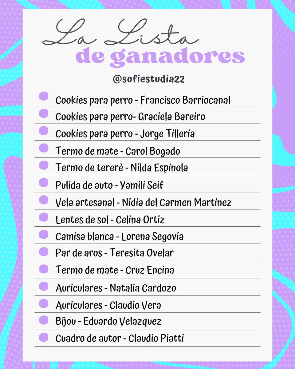 SofiEstudia22's tweet photo. Presento la lista oficial de premios del sorteo de #SofiEstudia22 ❤️ muchas gracias a todos los que apoyaron este sorteo y felicidades a los ganadores! Hay más por venir 🤭✨ https://t.co/G1UDasAA0J