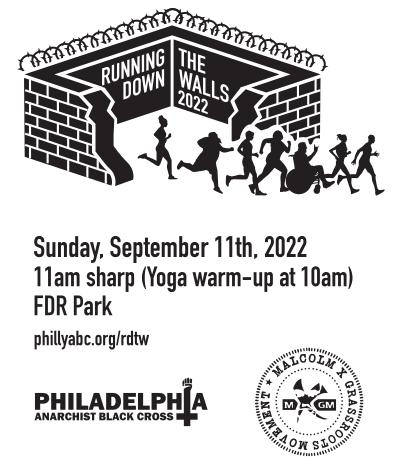 phillyabc's tweet photo. It’s that time of the year! Join us on September 11th for another #RunningDownTheWalls 5K for #PoliticalPrisoners and Prisoners of War!
Proceeds will be split between the ABCF Warchest and @MXGMPhilly.
Registration is open now!
https://t.co/gD5NgpaUYO
#MXGM #RDTW
(thread 1/8) https://t.co/2m14ZMTuvp