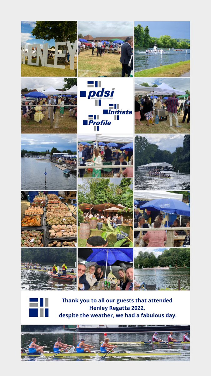 The PDSI Group thanks all our guests that joined us at the 2022 Henley Regatta, despite the showers, you made it a day to remember. Thank you also to the organisers and helpers on the day👏 
#henleyroyalregatta #networking #infrastructure #constructionconsultants