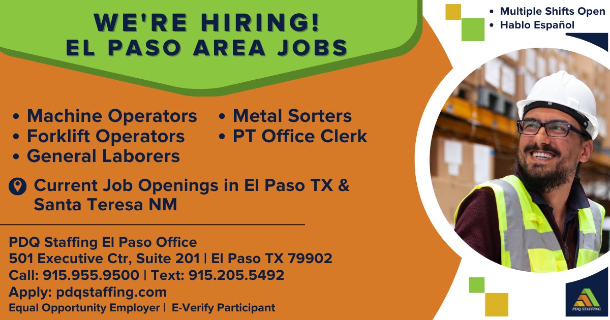 PDQ Staffing, Inc on Twitter "Hiring for Forklift, MachineoOps, 