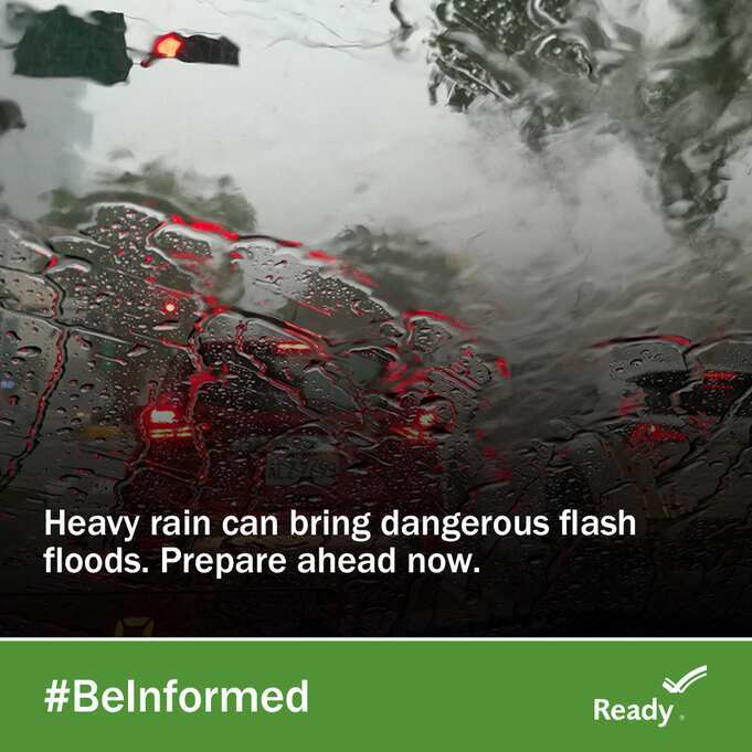 Floods can happen within a few minutes or hours of heavy rainfall. Pay attention to local authorities and officials! In the case of a flood, move to higher ground or find shelter. Do not walk, swim, or drive through flood waters. #FloodSafety 👉 ready.gov/floods