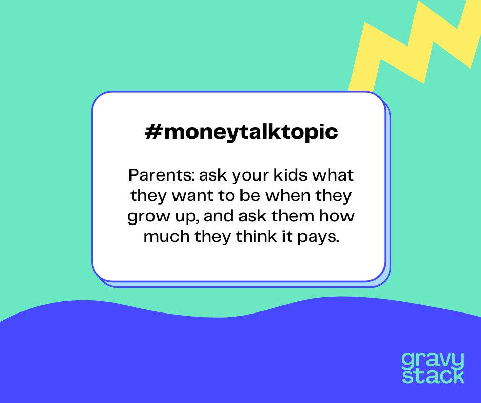 Without prompting, ask your kids what they want to be when they grow up, and THEN ask them how much money they think they will earn in that career/job. ⁠
⁠
Tweet us their responses in the comments!⁠
⁠
Learn more @ Gravystack.com

#moneymaking #parenting