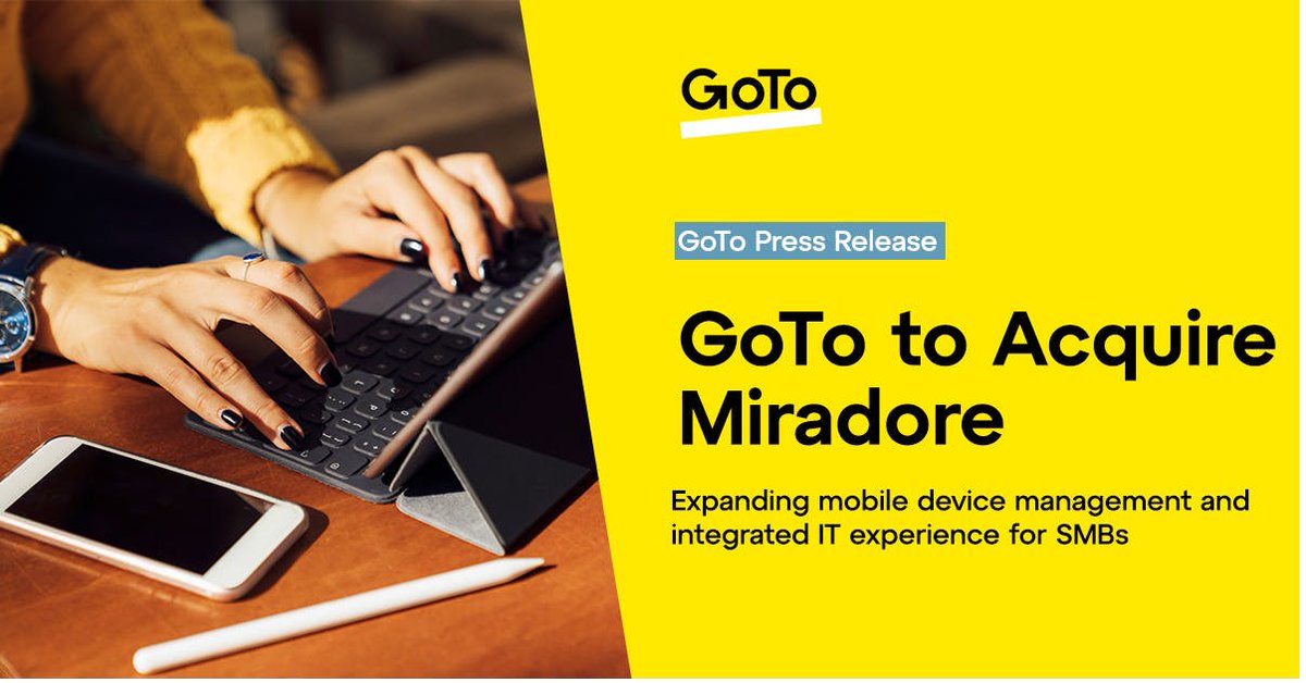 Why is Miradore joining the GoTo family so excITing for SMBs? Get the full download in this video from Paddy Srinivasan, GoTo's Chief Product &amp; Technology Officer. #DiscoverGoTo bit.ly/3Ir2lia