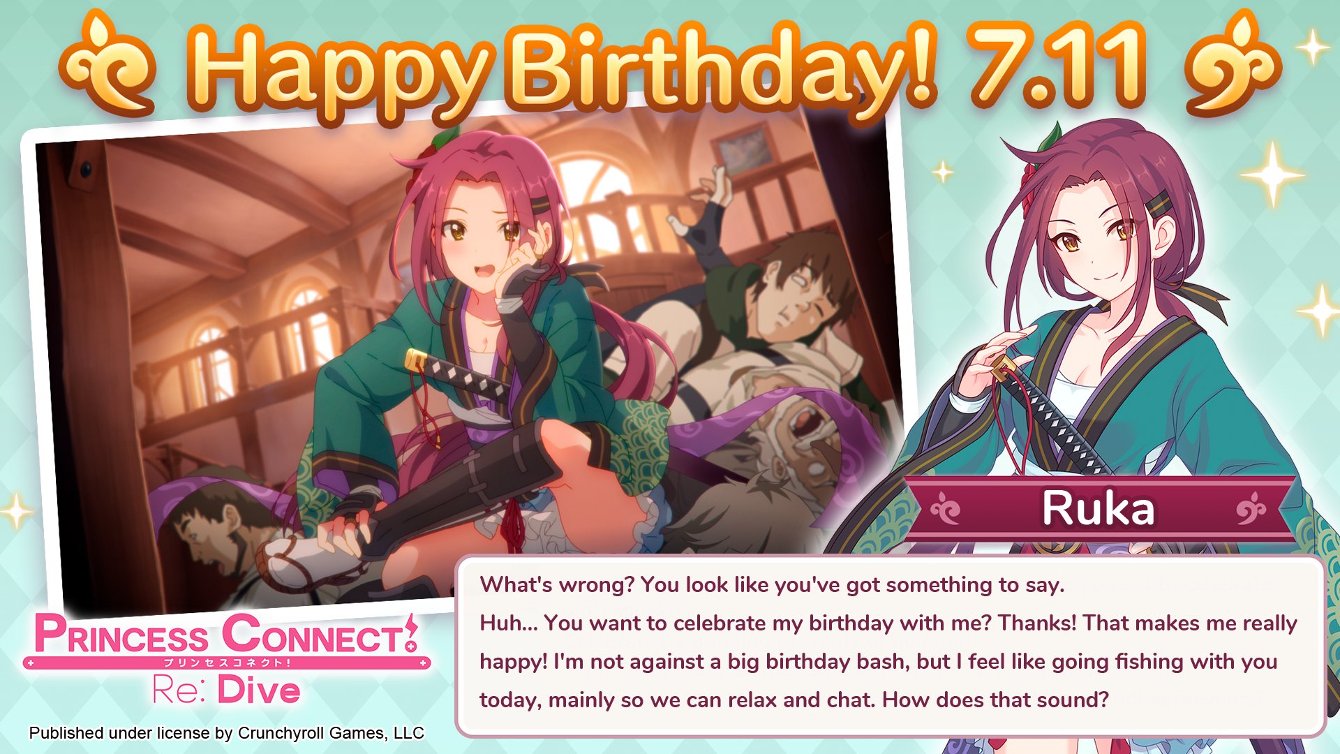 Princess Connect Re Dive Happy Birthday Ruka Let S Take A Break From Taking Down Villains And Go Fishing With Her To Celebrate Her Special Day Knights T Co Ziebzduazh Twitter