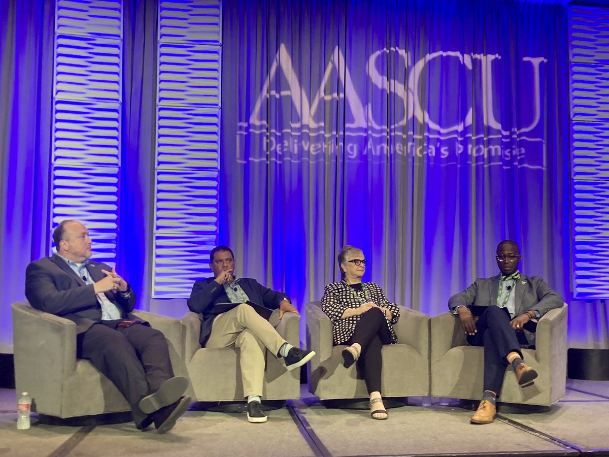AASCU's tweet photo. Thank you to panelists @NAUPresident, @PresidentNooks, @chucklwelch, and @SHSUPresWhite for starting off #SummerCouncil day 3 with a thought-provoking morning plenary session, “Advancing Democracy Amid Cultural Wars: Politics to Avoid or Obligation to Embrace?” https://t.co/qUCpxqSKqo