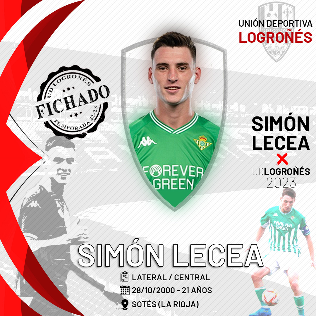UDLogrones's tweet photo. ✍️ OFICIAL | Segundo fichaje blanquirrojo y segundo riojano que se une a la familia de la @UDLogrones: el joven sub23 Simón Lecea, que proviene del @RBetisCantera, firma como nuevo defensor.

🤗 ¡Bienvenido, Simón! 🤍❤️

ℹ️ Los detalles: https://t.co/RDpZSUDnpt https://t.co/fWGowBQa5R