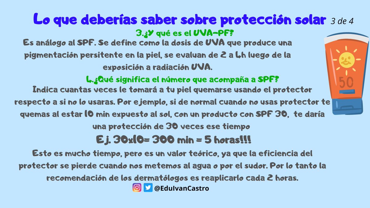 EduIvanCastro's tweet photo. Hoy les tengo preparado conceptos básicos sobre protectores solares, productos indispensable para protegernos del sol y sus efectos nocivos.🌞 Hablamos sobre rayos UV, SPF y UVA-PF. #cosmetics #sunscreen https://t.co/4l5PP3NrdL