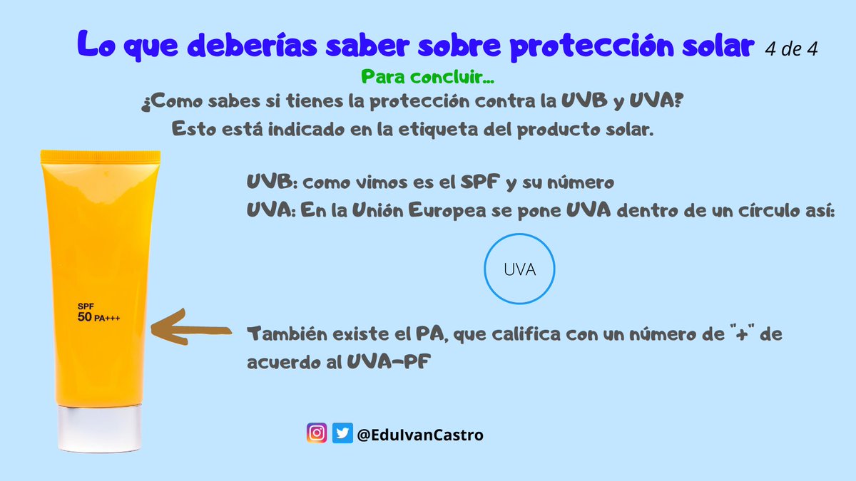 EduIvanCastro's tweet photo. Hoy les tengo preparado conceptos básicos sobre protectores solares, productos indispensable para protegernos del sol y sus efectos nocivos.🌞 Hablamos sobre rayos UV, SPF y UVA-PF. #cosmetics #sunscreen https://t.co/4l5PP3NrdL
