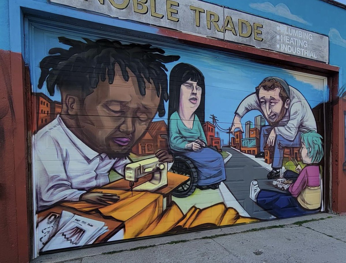 JoshMatlow's tweet photo. Regardless of of intentions, this new mural (on the left) in Tarragon Village depicts a Jewish person in a way that far too closely reflects hateful antisemitic tropes (such as depicted on the right). We’ve reached out to the organizers, requesting this be changed immediately. https://t.co/CXmEkWTf61