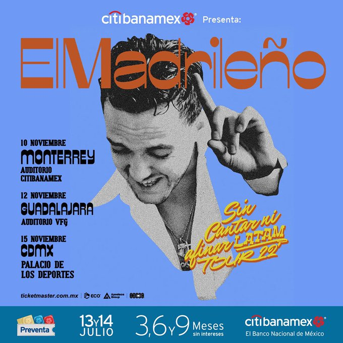 sonidoplanetaMX's tweet photo. 🎵 C. Tangana regresa a México 🇪🇸➡️🇲🇽

📅 10 de noviembre 2022
📍 Auditorio Citibanamex

📅 12 de noviembre 2022
📍 Auditorio VFG

📅 15 de noviembre 2022
📍 Palacio de los Deportes

💳 #PreventaCitibanamex 13 y 14 de julio https://t.co/4Q0cklR0Ex