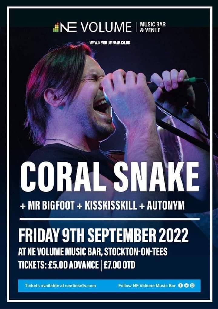 MrBigfootUK's tweet photo. *Gig Announcement*
Back in Stockton in September with @coralsnakeband, @KissKissKillXXK and Autonym.

And tickets are on sale now: https://t.co/0U7t4bABJP https://t.co/dMnPTucBGX