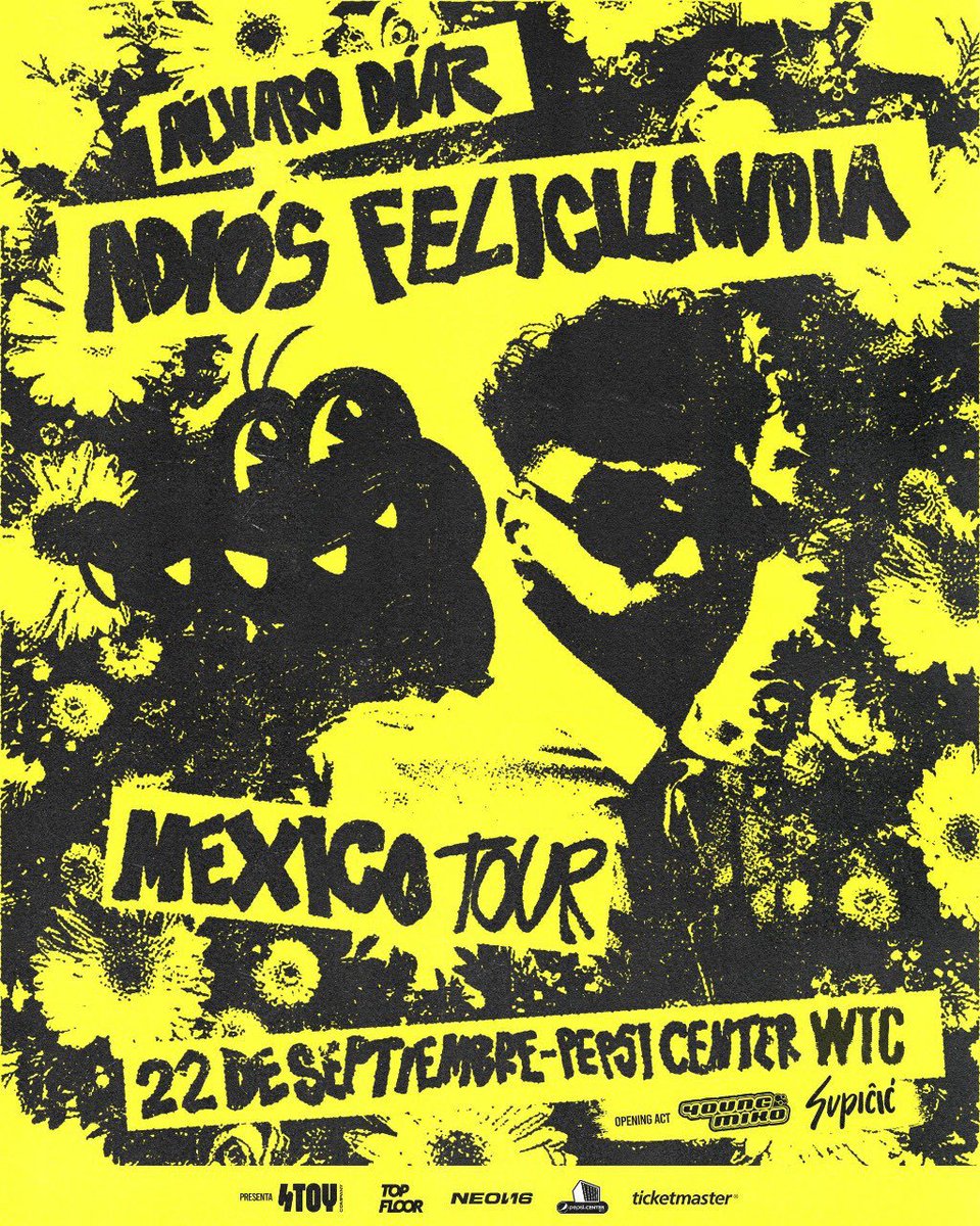 sonidoplanetaMX's tweet photo. 🎤 Álvaro Díaz presenta:
       "Adiós Felicilandia México Tour" 
📅 22 de septiembre 2022
📍 Pepsi Center WTC https://t.co/EEXRwr6wvN