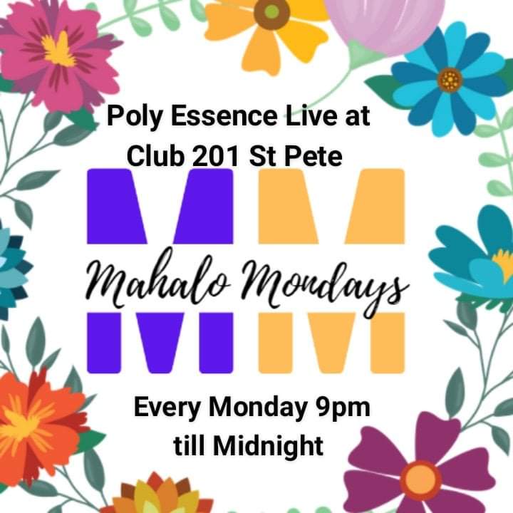 kevinlpurcell's tweet photo. Mahalo Mondays 9pm till Midnight with Poly Essence Live at Club 201 in St. Petersburg , FL. 
#industrynight #polyessence #stpete 
#feelgoodmusic #mahalomondays https://t.co/uf0IbDCRUq