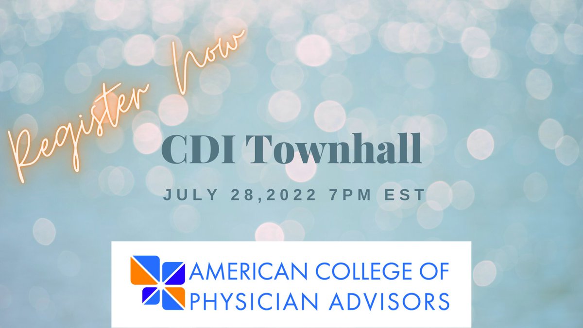 Don't miss this FREE #CDI townhall! Thursday, July 28th at 7:00 PM EST. Register below! lnkd.in/gPzzqRXK #clinicaldocumentation