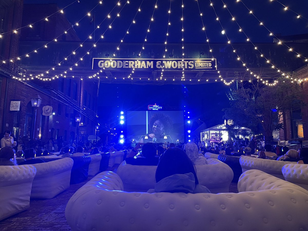 PitinoMichael's tweet photo. At the #Lavazza #inclucity festival, watched the inspiring docu, “Steadfast-The @JeanAugustine07 Story” in Toronto’s charming #distillerydistrict & open-air cinema! As an advocate for equity, diversity & inclusion, her message: “Take risk & do what you think is your life’s plan” https://t.co/WCL02I4dxQ
