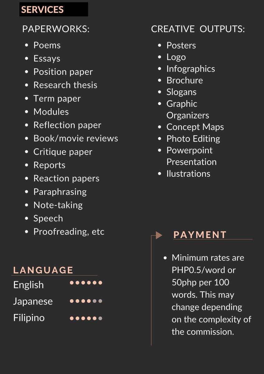 [WE ARE OPEN]
Sup!  Too lazy/busy to finish your tasks with nearing deadlines? 

—see these photos for details and dm us for inquiries