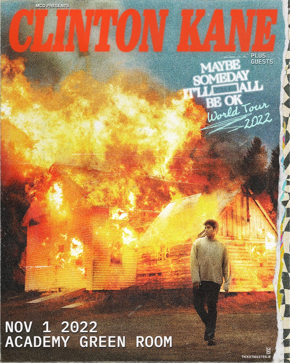⚡️Australian singer-songwriter <a href="/clintonkane/">Clinton Kane</a> has announced that he’s bringing his Maybe Someday It’ll All Be OK World tour to Dublin, performing at <a href="/AcademyDublin/">The Academy Dublin</a> Green Room on the 1st November 2022 ✨
 
Tickets on sale 10am Friday