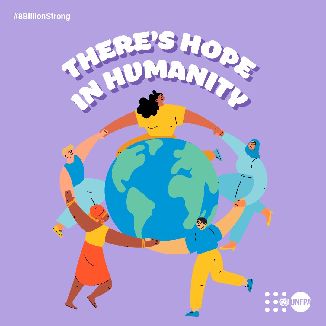 unfpachief's tweet photo. Humanity is a source of hope.

When we harness the power of not just some but all of the world’s people, we can achieve a more sustainable world.

This #WorldPopulationDay, see why @UNFPA is calling attention to us becoming #8BillionStrong: https://t.co/Ed2vMWrfcU https://t.co/IEK84lVgak