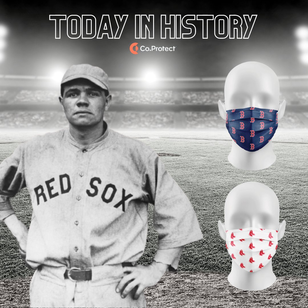 CoProtectGlobal's tweet photo. It’s July 11, 1914, and this afternoon Babe Ruth will make his MLB debut as a left-handed pitcher for the Boston Red Sox.

Prove that you're a loyal @redsox supporter by wearing these classic designs from your favorite team.

#mlb #baseball⚾️ #redsox #tampabayrays #coprotectmasks https://t.co/slli3GkiWp