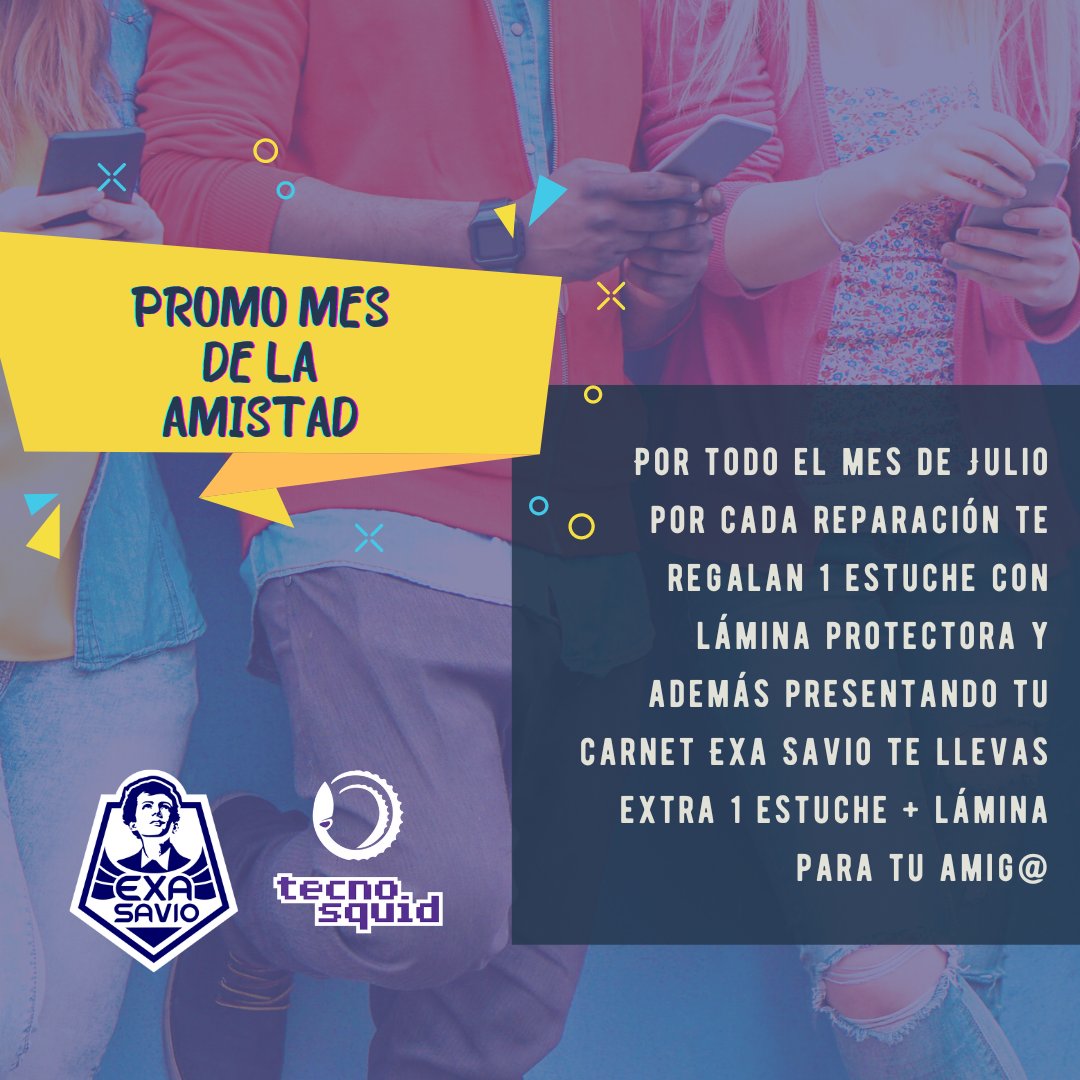Nuestros amigos de @tecnosquid.py  nos traen una super promoción exclusiva para Socios del Exa Savio por todo el mes Julio por Mes de la Amistad! 

#exasavio #socioexasavio