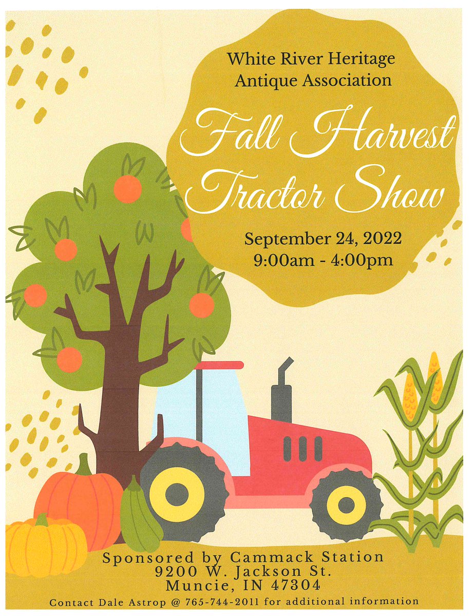 CammackStation's tweet photo. Mark your calendar for the Fall Harvest Tractor Show on 9-24-22, right here at Cammack Station! https://t.co/0IoxZLAkTt