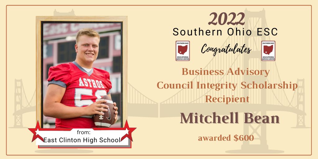 SouthernOhioESC's tweet photo. Southern Ohio ESC salutes the 2022 BAC Scholarship Recipients from @ECLocal and @WCS_K12 Congratulations! #ExcellenceInPerformance #StudentAndCommunitySuccess https://t.co/7WfDoUl01e