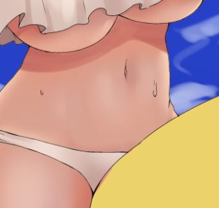 下乳とお腹塗ってた 