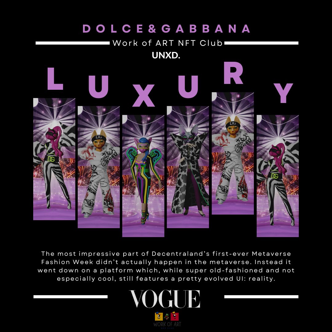 <a href="/dolcegabbana/">Dolce&Gabbana</a> X <a href="/UNXD_NFT/">UNXD.</a> in #metaverse #fashion 

#NFT #MetaverseNFT #artist #Italy #workofartnftclub #DolceGabbana #OpenSeaNFT