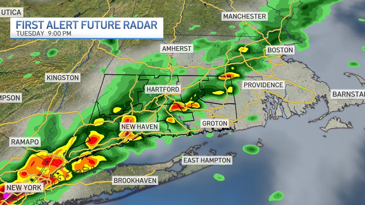 bobmaxon's tweet photo. A quick surge in humidity tonight and tomorrow brings with it the chance of some showers and thunderstorms. We need more rain than this system will probably produce. #NBCCT https://t.co/UaP9d5pk0Z