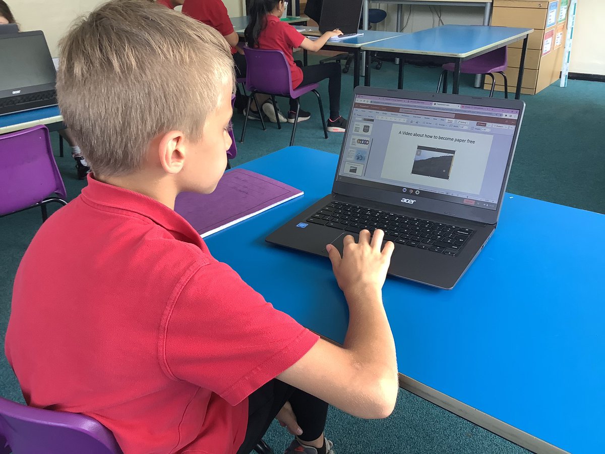 Llan_Prim_Sch's tweet photo. 4C have been working collaboratively to create presentations based on the benefits of becoming a paper free school. The children have expressed their views and will be presenting these to Mrs.Knuckey this week! https://t.co/OABNjVZ2o8