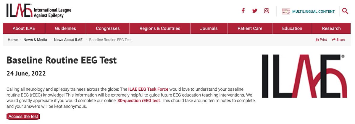 We received 486 complete responses so far! We appreciate you all greatly. There's still time to take the test - please see link 👇. Reminder that responses will be kept anonymous. <a href="/SBeniczky/">Sandor Beniczky</a> <a href="/IlaeWeb/">International League Against Epilepsy</a> <a href="/yesILAE/">yesILAE</a> <a href="/EpiDisorders/">Epileptic Disorders</a>

ilae.org/news-and-media…