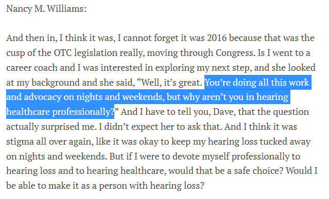 Great @FuturEar_Radio pod on mult. levels. @NWilliamsHealth tells her story to @Oaktree_Dave so compellingly, how her #HearingLoss, love of music, & mgmt. consulting experience led her to form a leading strategy consultancy in hearing health - result of a single sentence.