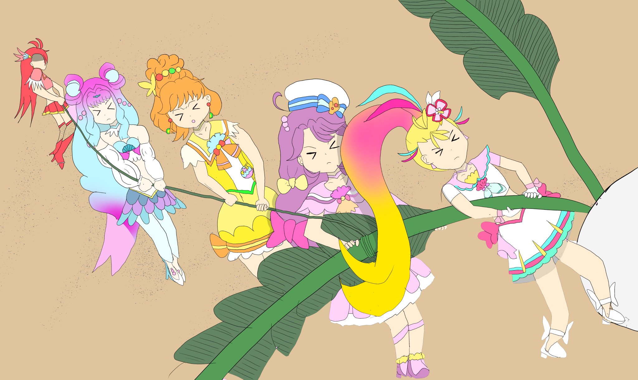 トロピカル〜ジュプリキュア カード 集合絵 サマー パパイア コーラル ラメール Viva! Spark!トロピカル～ジュ！プリキュア withトロピカる部