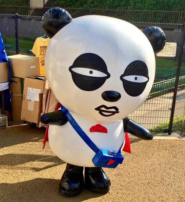 Keisei Panda, a superhero panda with pursed lips and exhausted eyes, is the mascot for Japan's Keisei Electric Railway. 