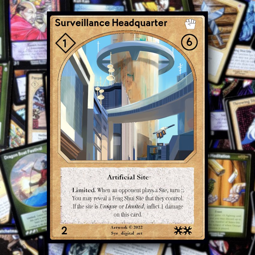 shadowfistccg's tweet photo. Hi Shadowplayers!!! 😻😻😻😻
Here you hace the card qith the amazing art from Sye digital art !! 
Our new Surveillance Headquarter is ready!!
More cards coming soon! Keep an eye out!
.
.
.
.
.
#boardgames #boardgamegeek #boardgamer #boardgamesofinstagram #shadowfist https://t.co/1dKAPeEQxa