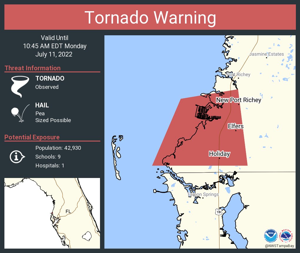 NWS Tornado on Twitter "Tornado Warning including Holiday FL, New Port