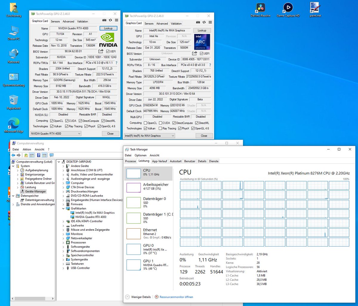 Loeschzwerg_3DC's tweet photo. Intel DG1 aka Iris Xe MAX (Gunnir Index V2) is running flawlessly as a secondary graphics cards next to a Quadro RTX 4000. Display output in Windows also works without issues.
Board is an ASRock EPC621D8A.
#dg1 #intel #graphics #irisxemax #gunnir #asrock #xeon https://t.co/47IhRcL5ik
